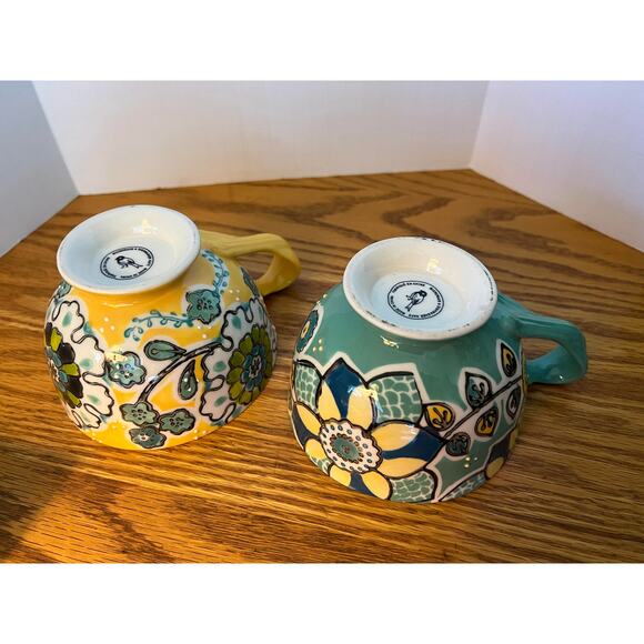 Anthropologie Elka Ayaka Floral Twisted Handle Footed Tea Cups Set of 2 - Picture 5 of 10